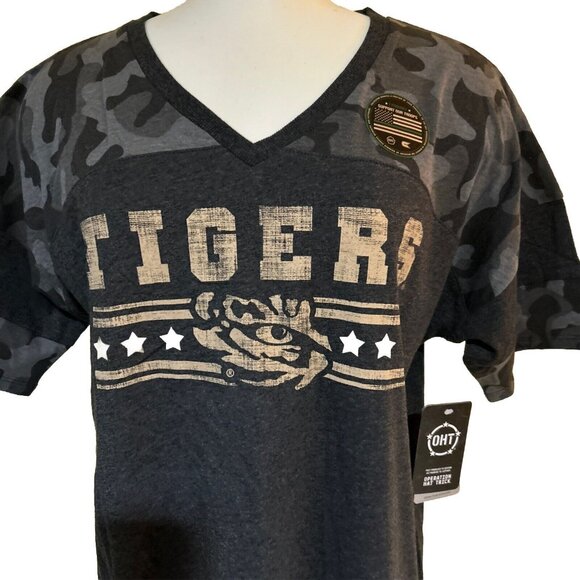 Colosseum Athletics Mens OHT Tigers Camouflage V-Neck T-Shirt Large Cotton/Polye - Picture 2 of 6